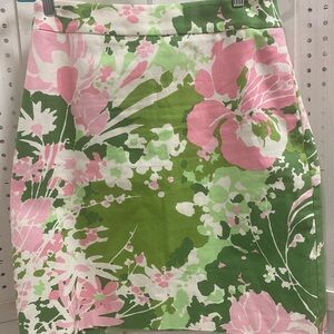 Talbots Green and Pink Floral Pencil Skirt